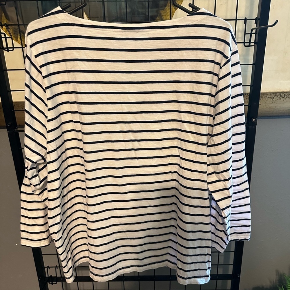 J. Crew White and Black Striped Top xxl - Picture 3 of 4